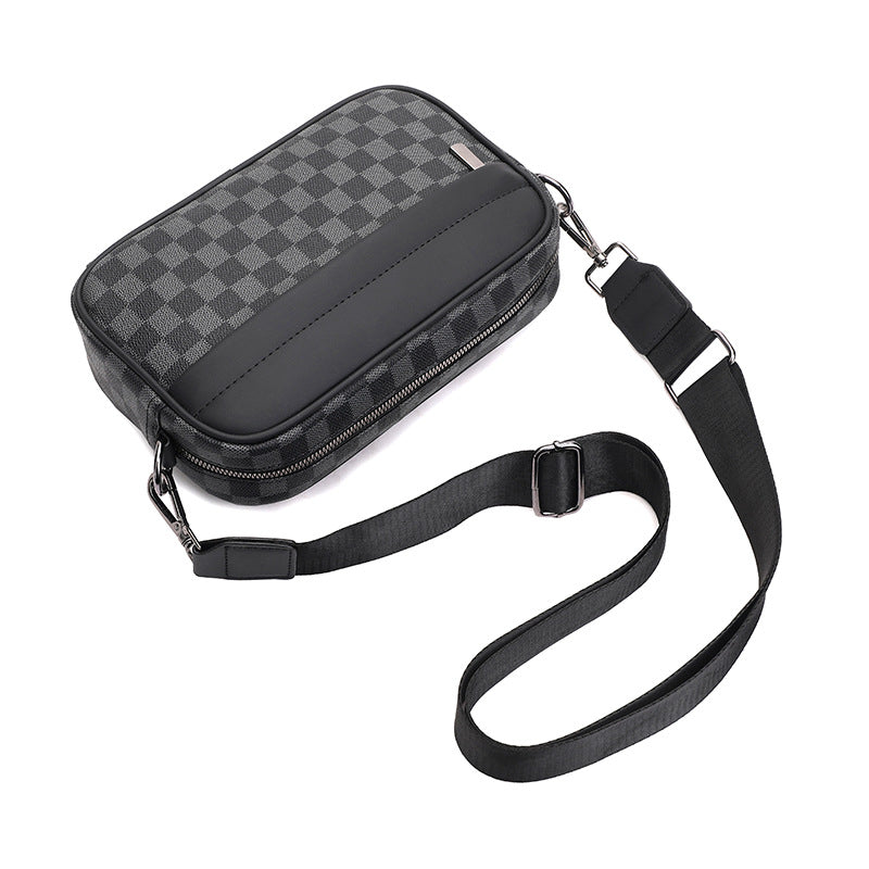 Men's Check Pattern Leisure Poor Small Multifunctional Men's Shoulder Bags