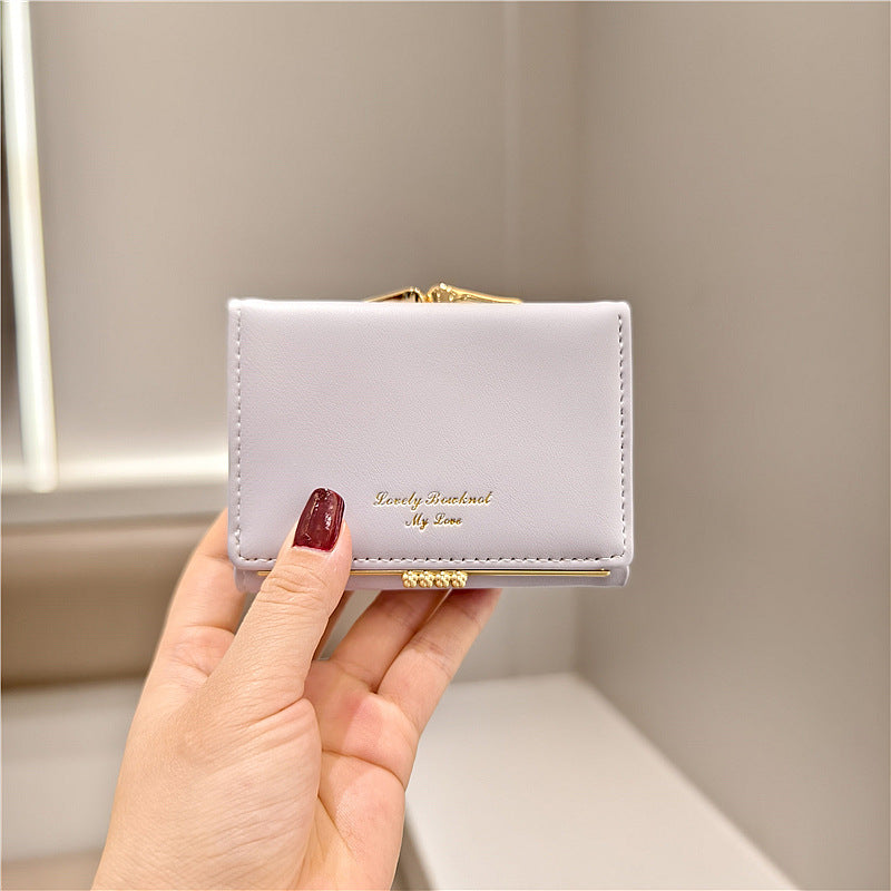 Women's Solid Color Short Small Clip Simple Ladies Wallets