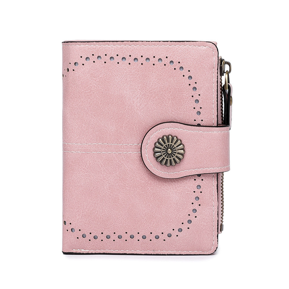 Women's Short Retro Large Capacity Clutch Coin Purses