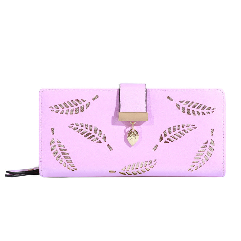 Women's Leaf Billfold Leather Korean Style Two Ladies Wallets