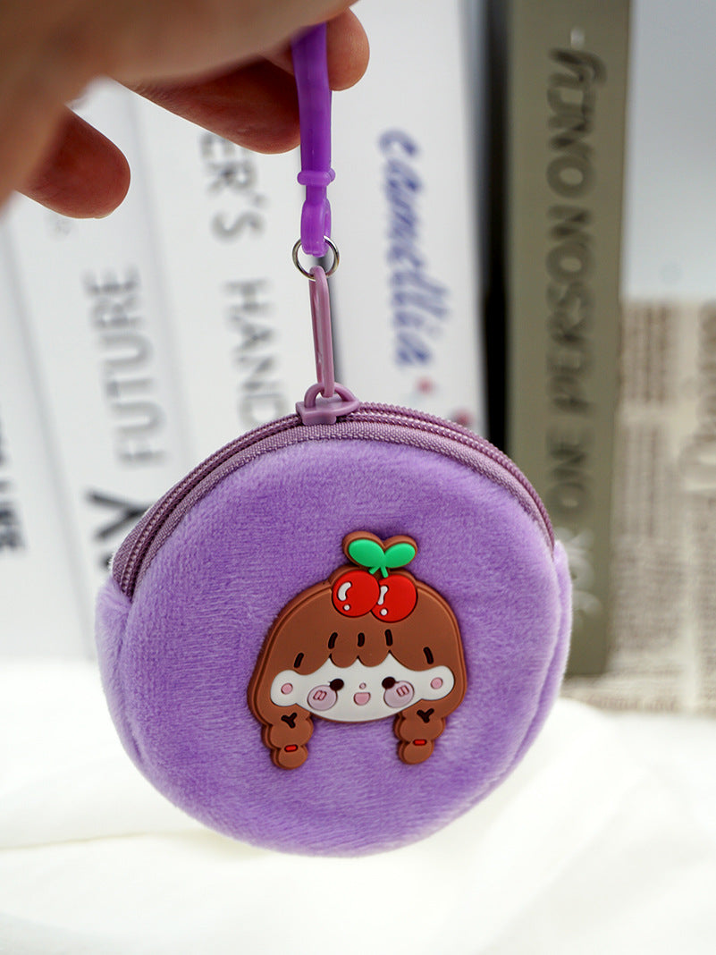 Children's Cute Cartoon Plush Earphone Zipper Portable Coin Purses