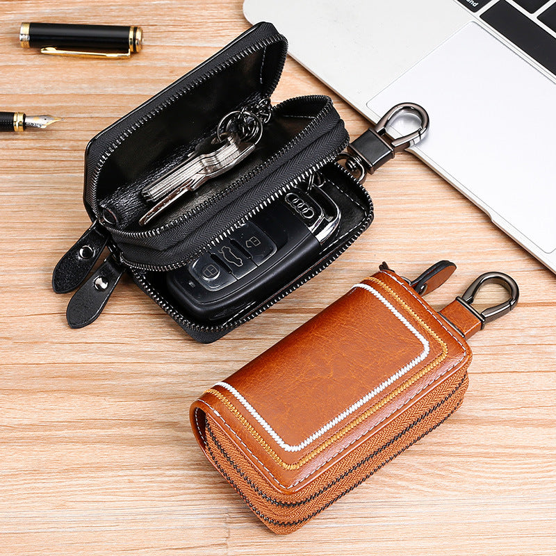 Women's & Men's & Multifunctional Leather Zipper Car Fashion Key Bags