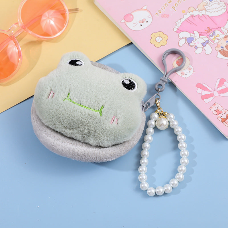 Pearl Chain Cartoon Animal Pendant Storage Coin Purses