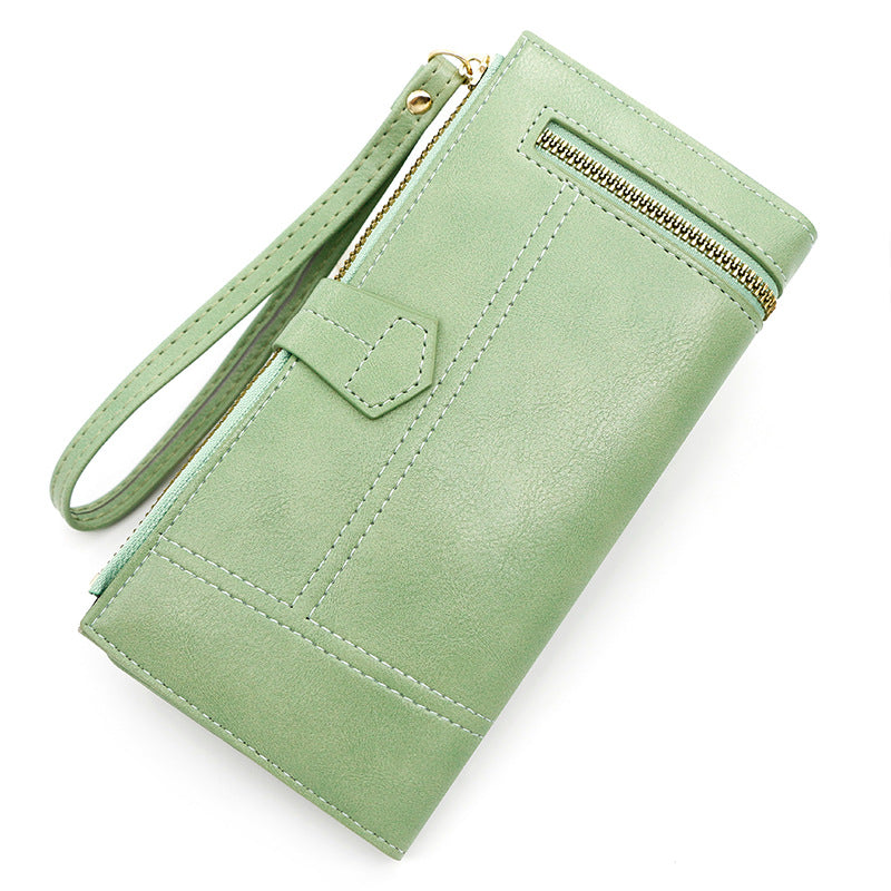 Women's Fresh Sweet Leather Long Zipper Ladies Wallets