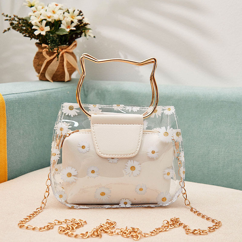 Women's Summer Autumn Korean Style Daisy Transparent Shoulder Bags