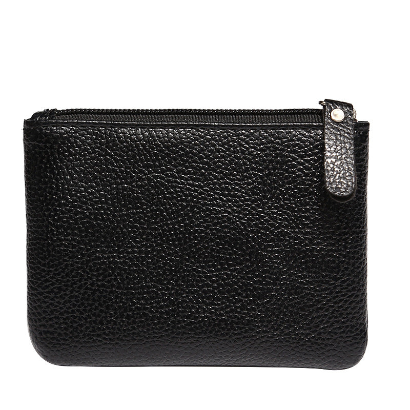 Unisex Female Litchi Zipper Solid Color Coin Purses