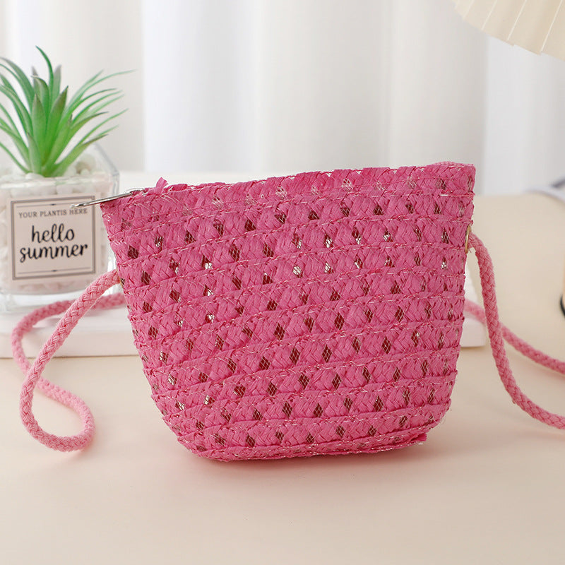 Women's & Children's & Small Summer Cute Mini Hollow Straw Woven Children's Coin Purse