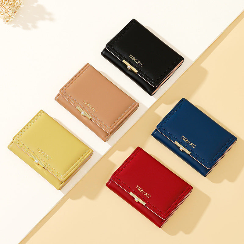 Women's Glamorous Design Short Three-fold Advanced Coin Purses