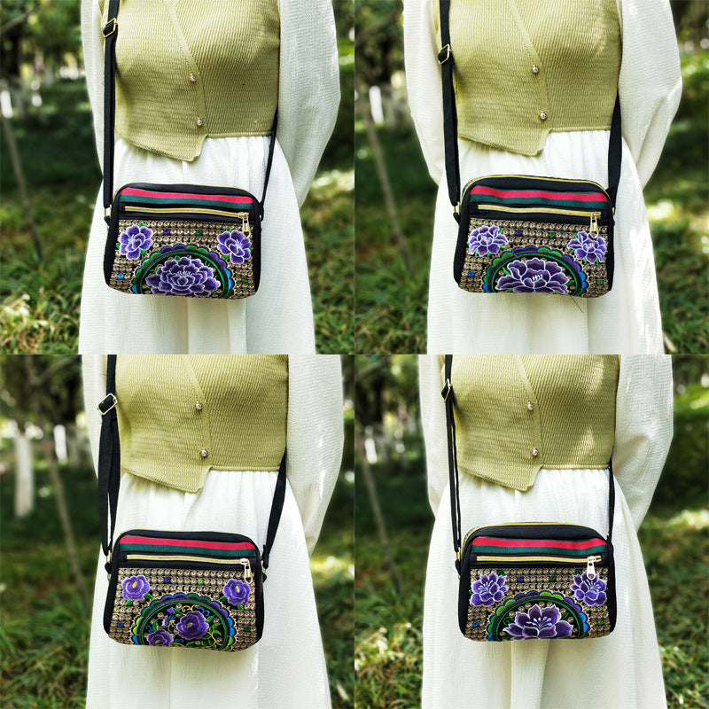 Women's Yunnan National Style Embroidered Canvas Versatile Crossbody Bags