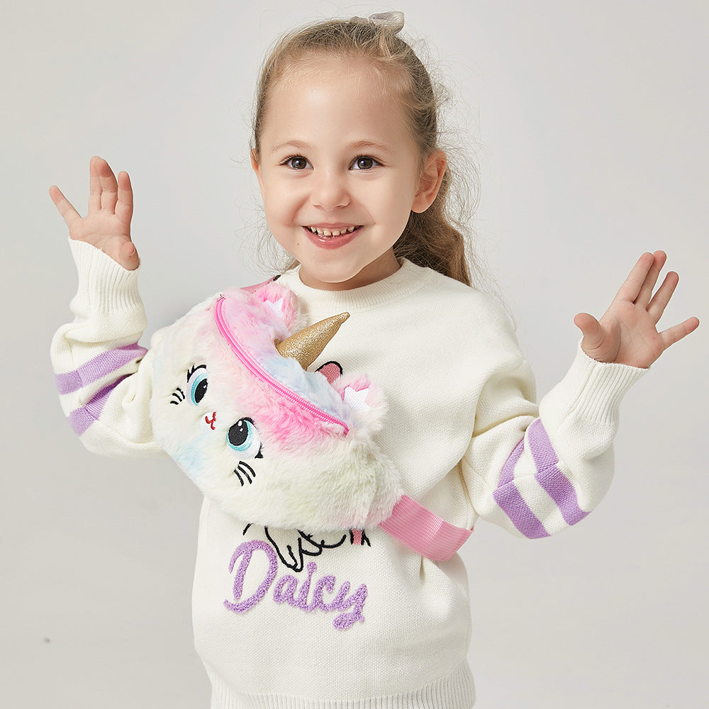 Charming Gift Furry Little Unicorn Cute Children's Waist Packs