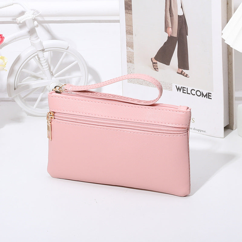 Women's Mid-length Clutch Solid Color Double Zipper Ladies Wallets