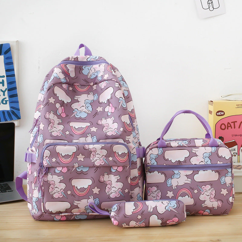 Cartoon Burden Reduction Large Capacity Three-piece Elementary School Students' Schoolbags