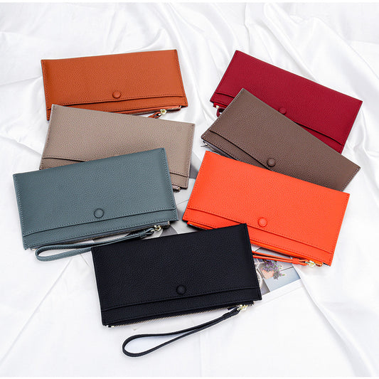 Women's Leather Hand-held Zipper Mobile Large Capacity Ladies Wallets