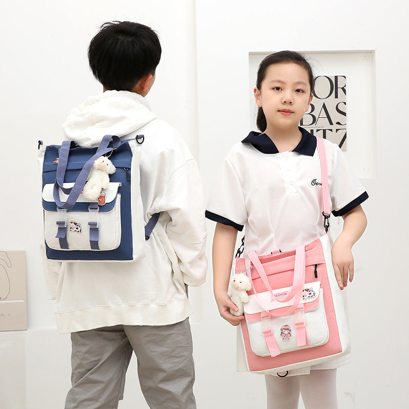 Canvas Tuition Boys Hand Primary Waterproof Elementary School Students' Schoolbags