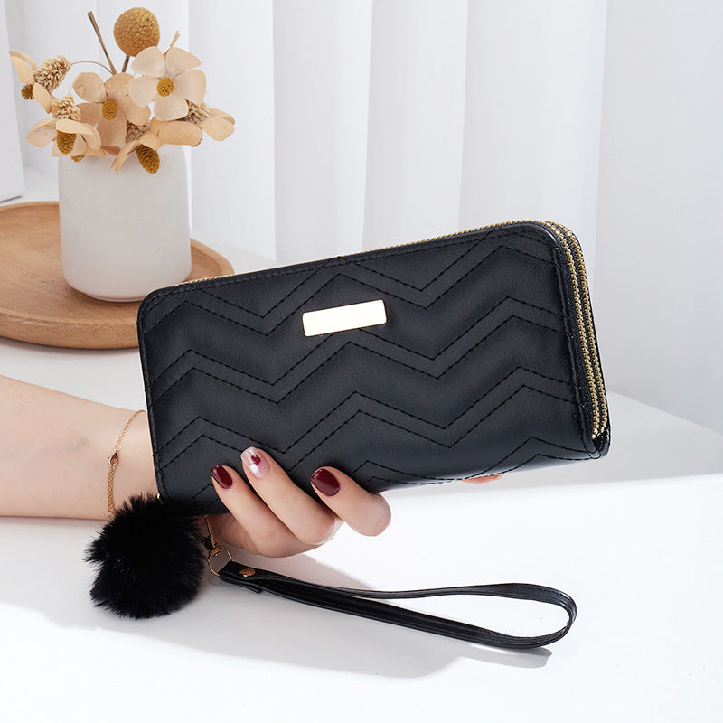 Pochette à Double fermeture éclair longue pour femmes, portefeuilles simples à la mode pour dames