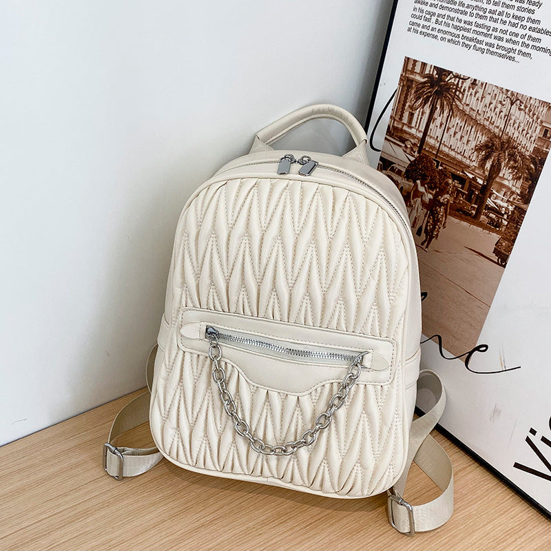 Women's Solid Color Embroidered Classic Female Korean Chic Backpacks