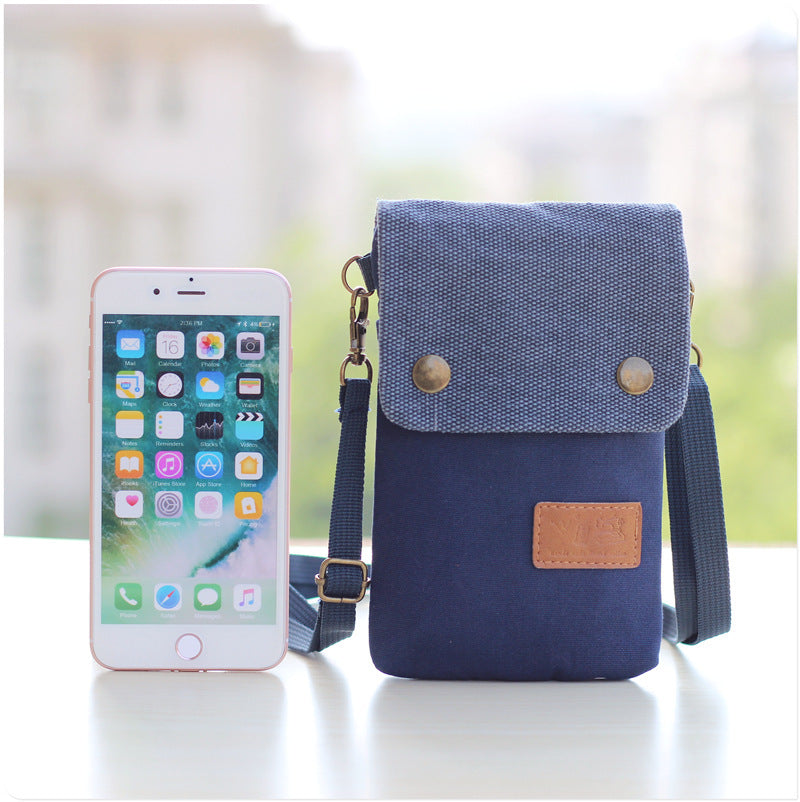 Women's Solid Color Canvas Simple Cloth Fashion Phone Bags