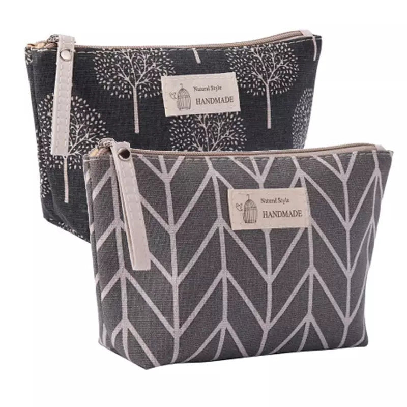 Large Capacity Canvas Wash Fabric Zipper Cosmetic Bags