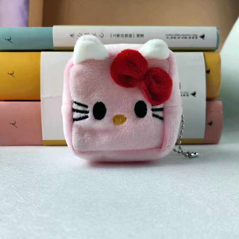 Cartoon Cute Square Plush Cable Pendant Coin Purses