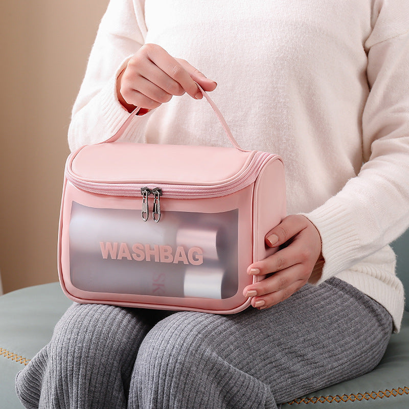 Waterproof Portable Large Capacity Frosted Wash Buggy Cosmetic Bags