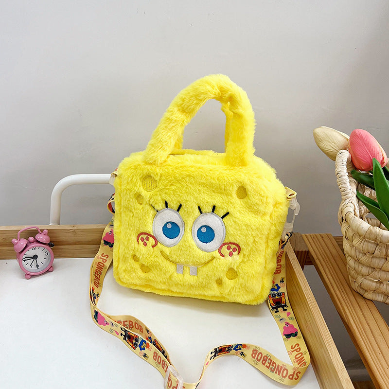 Children's Cute Plush Small Square Cartoon Clow Children's Shoulder Bags