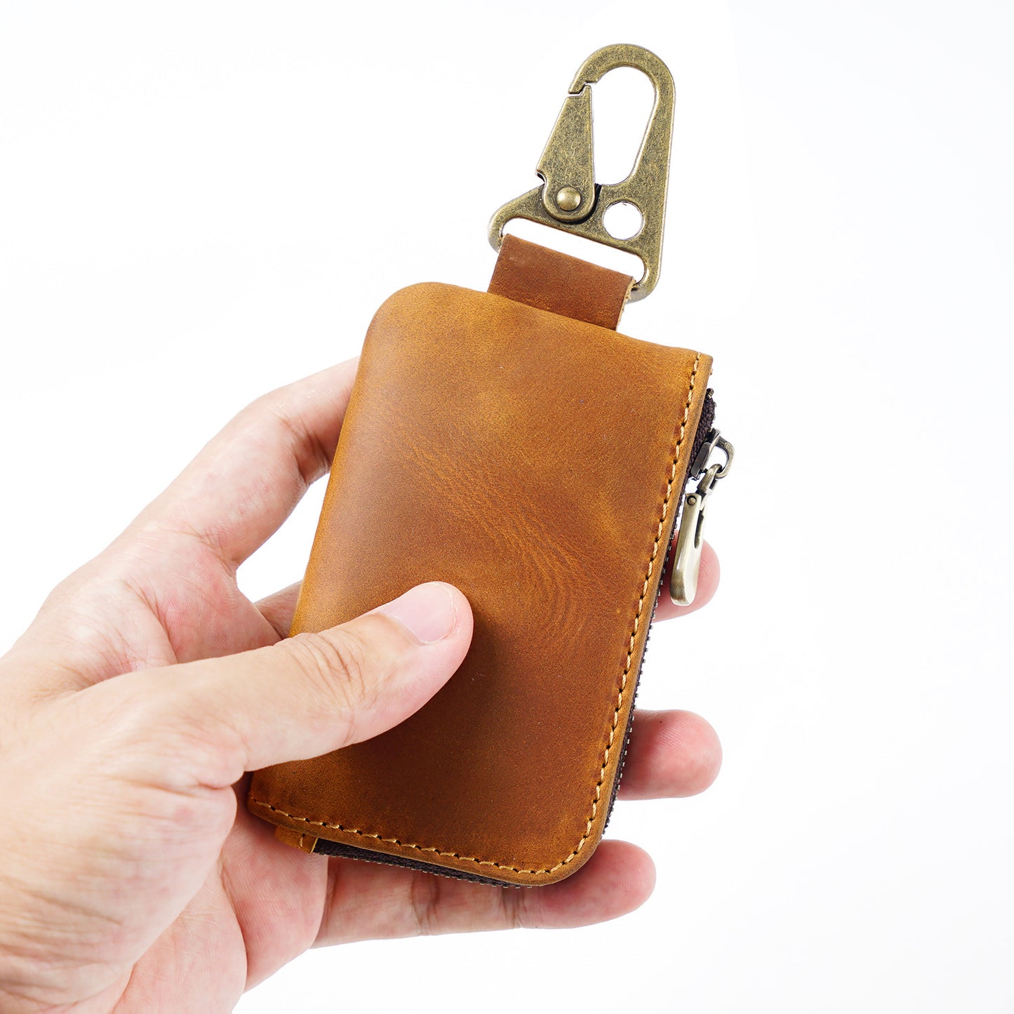 Cowhide Mini Portable Zipper Storage Headset Key Bags