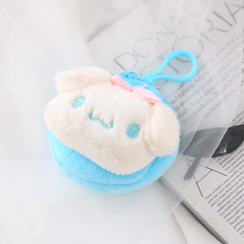 Cute Plush Doll Hairstyle Cartoon Zipper Storage Mini Purses