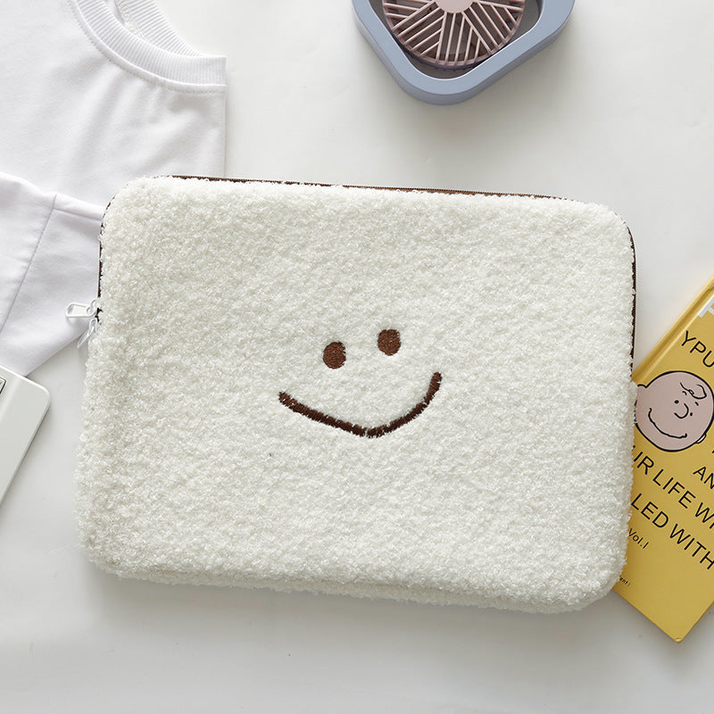 Trendy Plush Smiley Face Liner Computer Tablet Bags