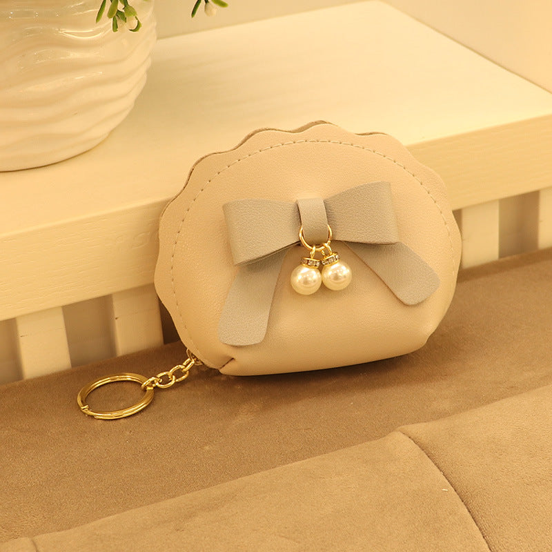 Pearl Bow Leather Mini Storage Charm Purses