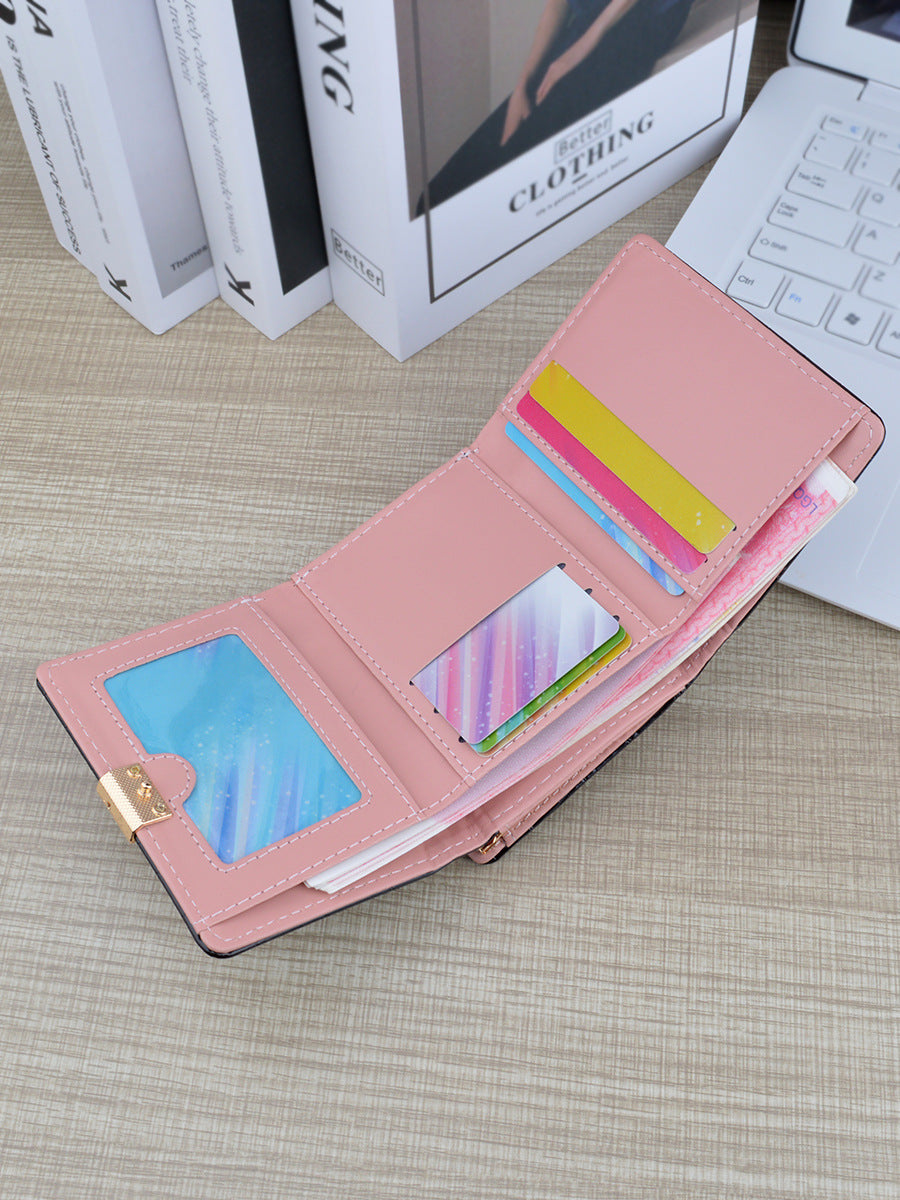 Women's Female Crocodile Pattern Folding Large Capacity Soft Ladies Wallets