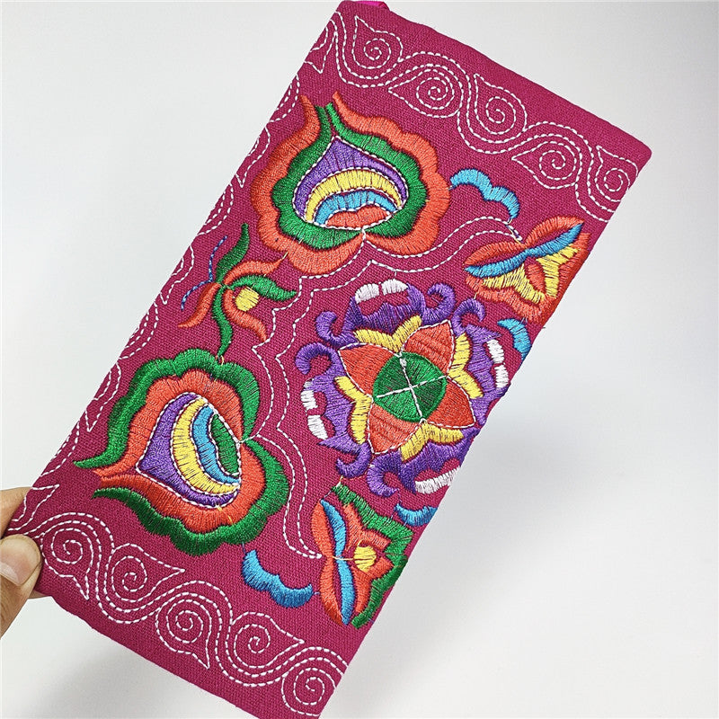 Women's Yunnan National Style Embroidered Soft Mobile Ladies Wallets