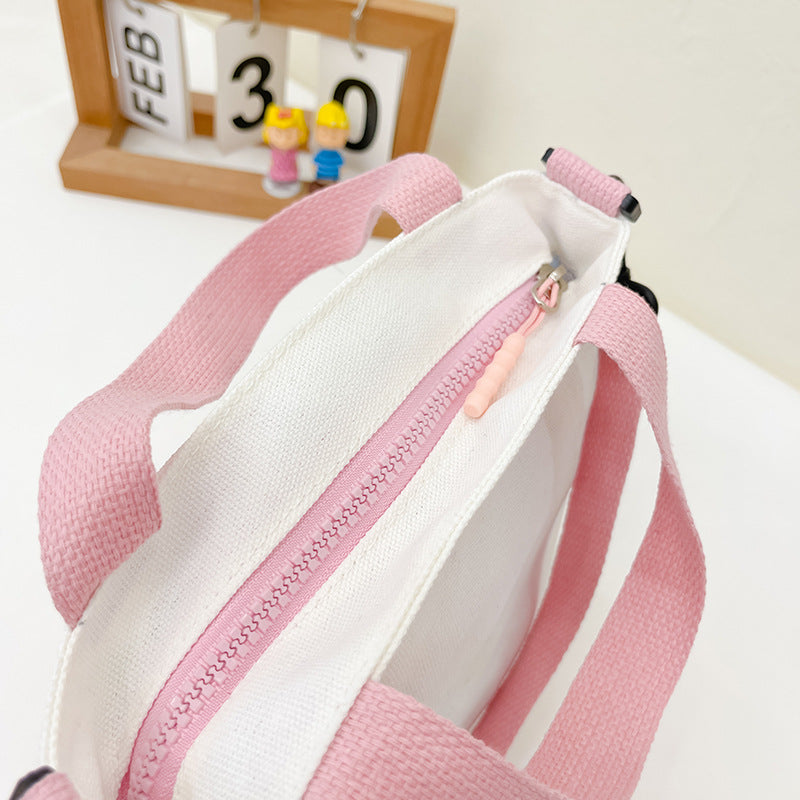 Children's Boys Fashionable Versatile Canvas Zip One Children's Shoulder Bags