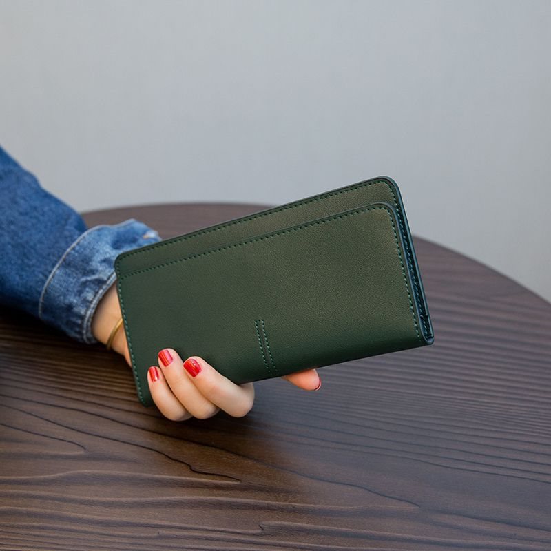 Women's Simple Long Elegant Position Soft Leather Ladies Wallets