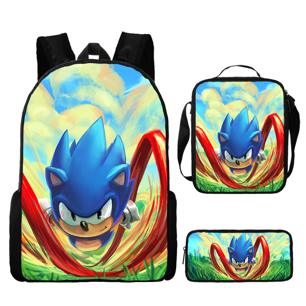 Sonic Primary Three-piece Set Cartoon Animation Bags