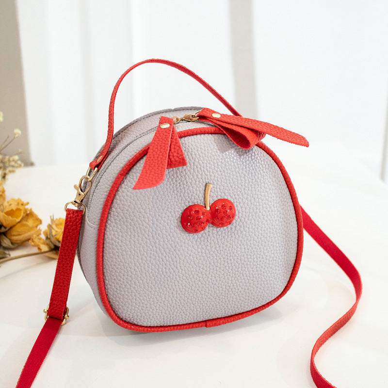 Women's Style Lychee Pattern Contrast Color Cherry Phone Bags