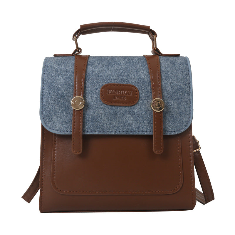 Women's Preppy Style British Retro Autumn Texture Backpacks