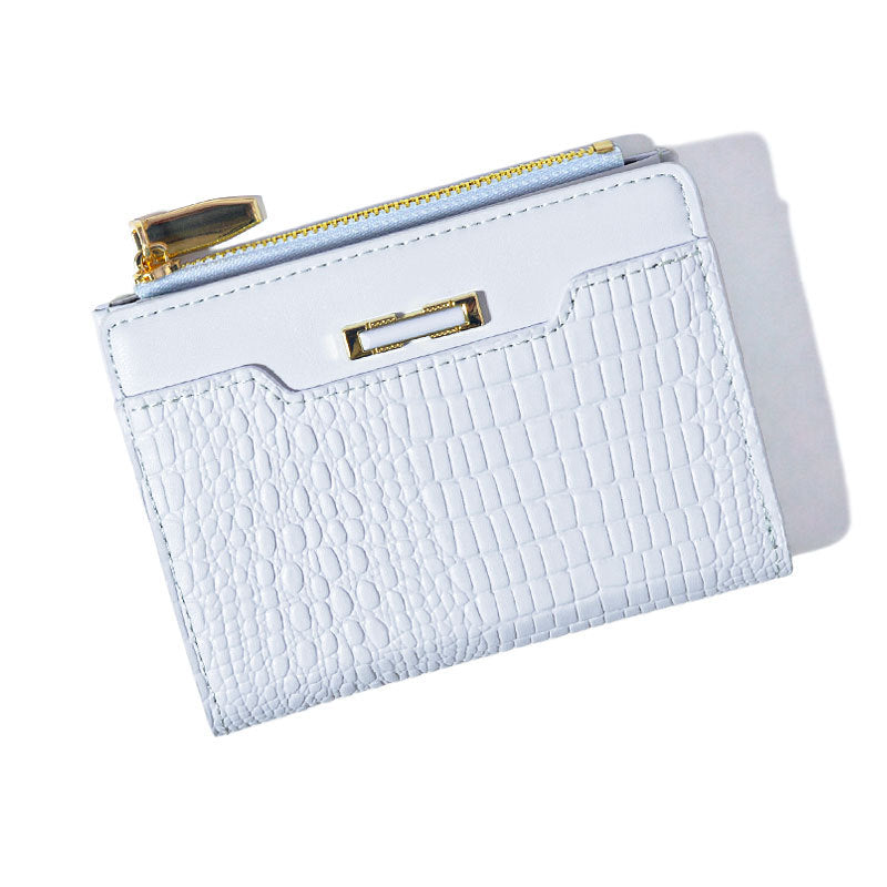 Women's Macaron Color Series Short Crocodile Pattern Ladies Wallets