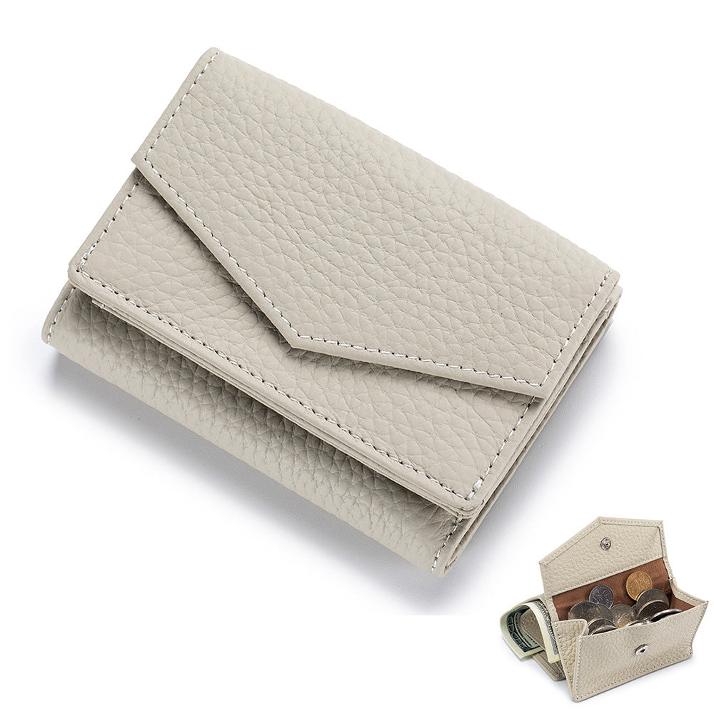 Women's High-grade Leather Short Trifold Mini Slot Ladies Wallets