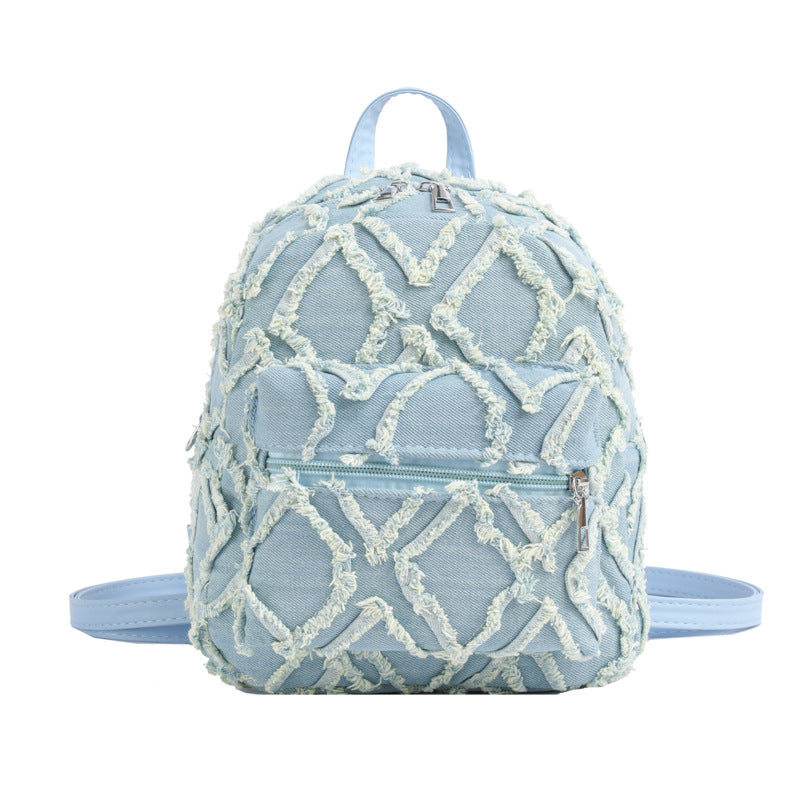 Rhombus Denim Canvas Niche High-grade Chain Backpacks