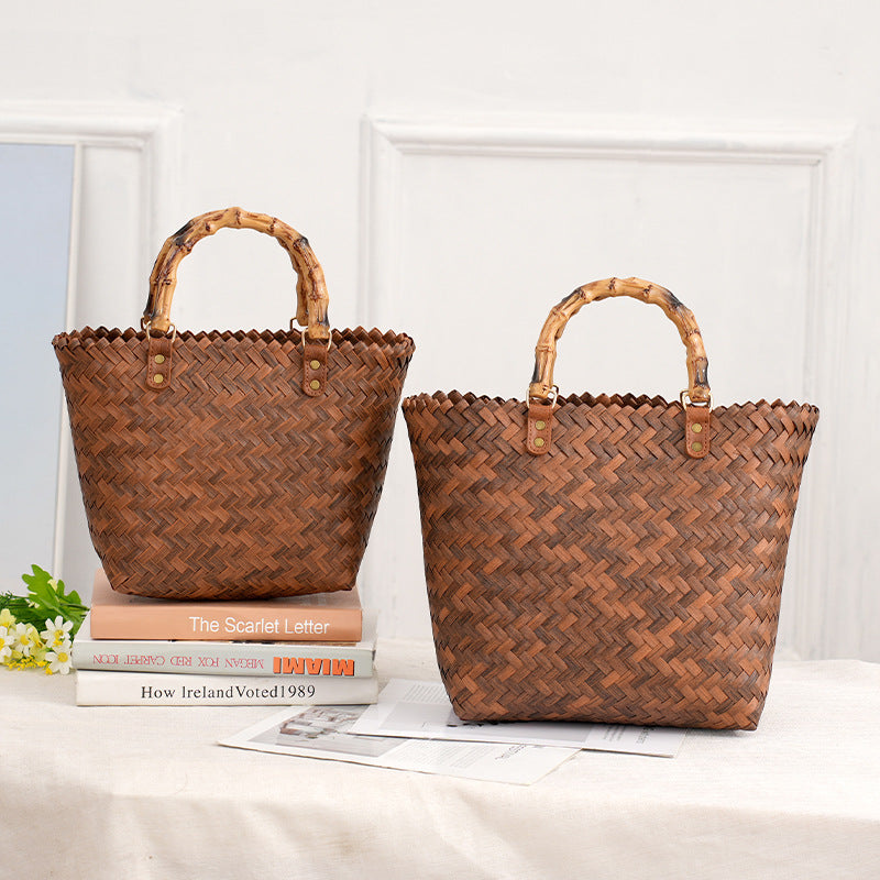 Women's Retro Portable Tote Fashion Handmade Woven Handbags