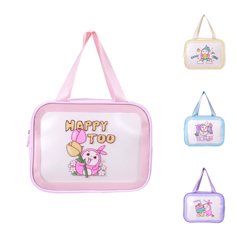 Large Capacity Wash Transparent Cartoon Waterproof Cosmetic Bags