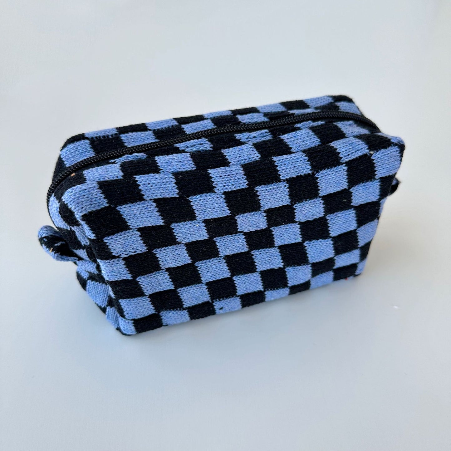 Knitted Large Capacity Chessboard Plaid Stripes Color Matching Cosmetic Bags