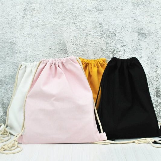 Women's Handmade Canvas Drawstring Blank Solid Color Backpacks