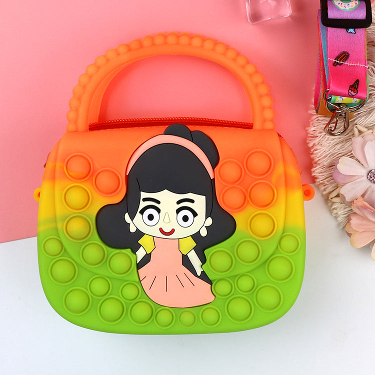 Killer Pioneer Cartoon Color Silicone Portable Double-sided Children's Coin Purse