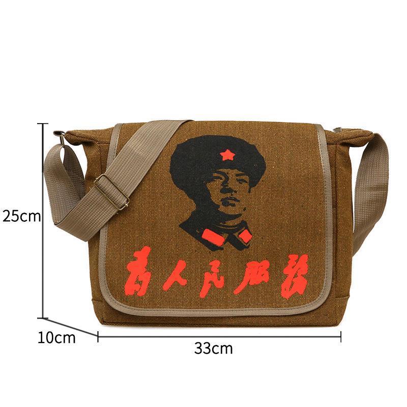 Army Serving People Canvas Nostalgic Retro Men's Shoulder Bags