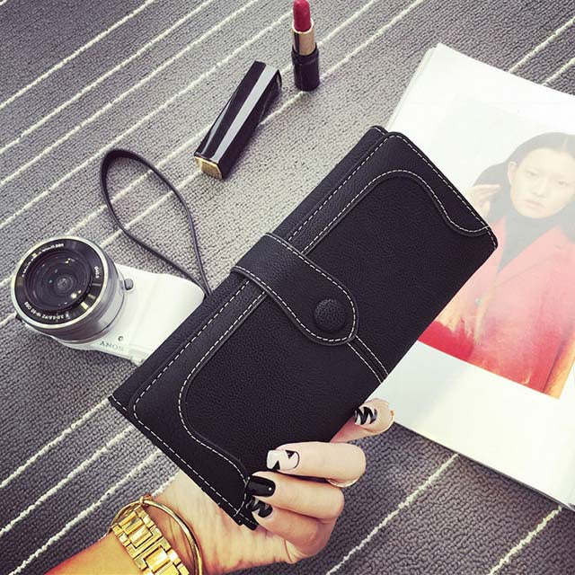 Women's Fashion Korean Style Retro Frosted Long Zipper Ladies Wallets