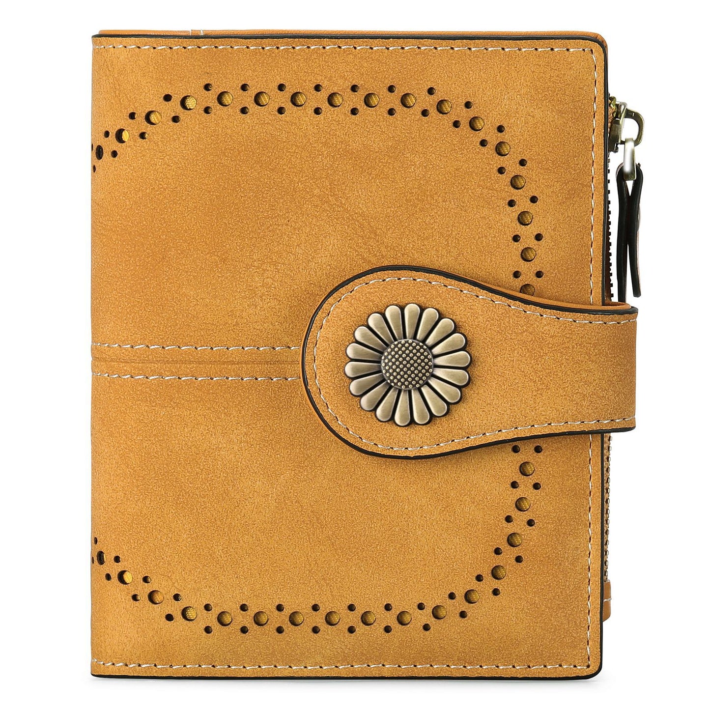 Women's Short Oil Wax Leather Zipper Ladies Wallets