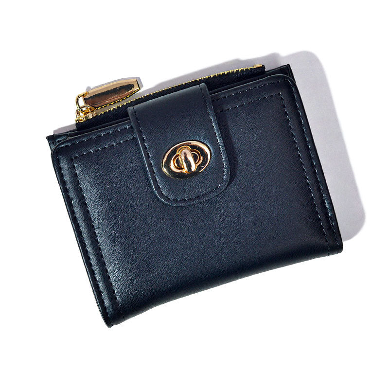 Women's Simple Short Two Fold Zipper Credentials Ladies Wallets