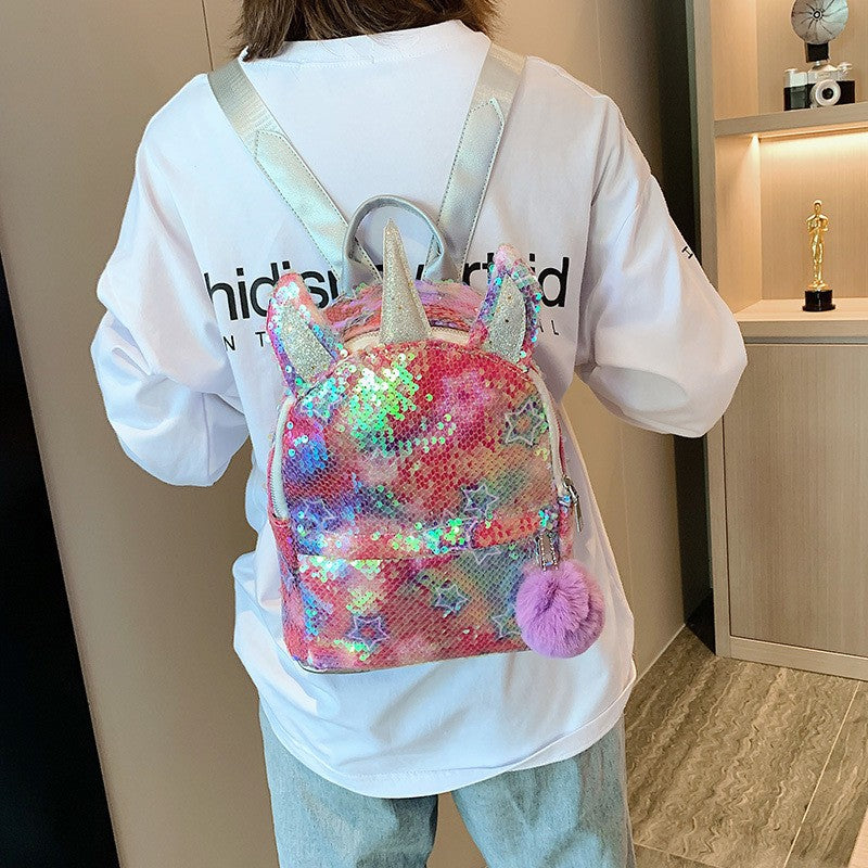 Women's & Children's & Colorful Cool Fur Ball Cute Backpacks