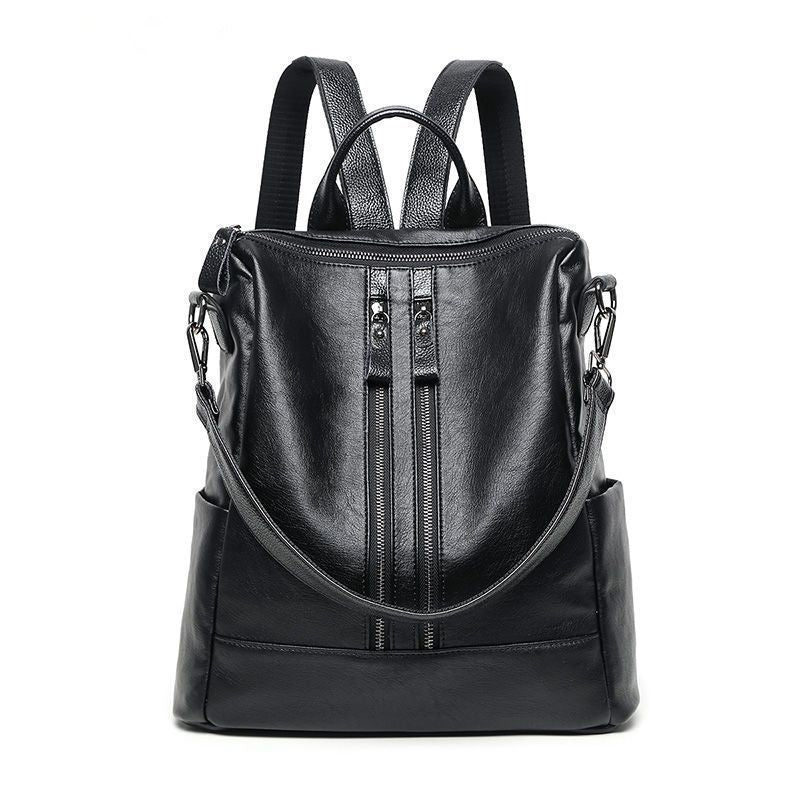 Women's Leather Korean Fashionable Large Capacity Soft Backpacks